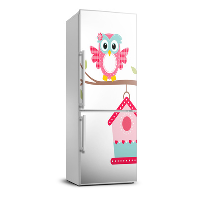 Foto Autocolant pentru piele al frigiderului Owl pe o ramură