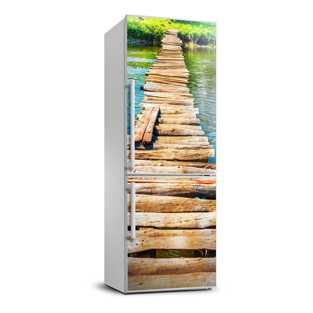 Foto Autocolant pentru piele al frigiderului pod de lemn