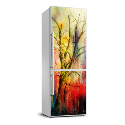 Autocolant pe frigider copac abstract