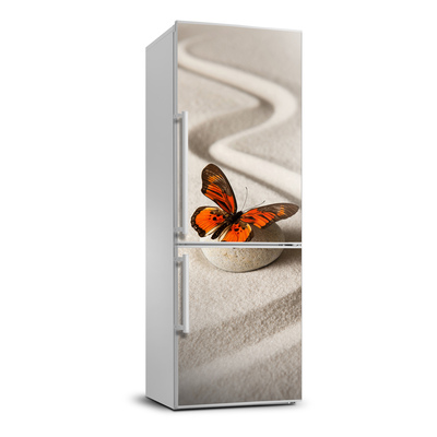 Foto Autocolant pentru piele al frigiderului piatra Zen și fluture
