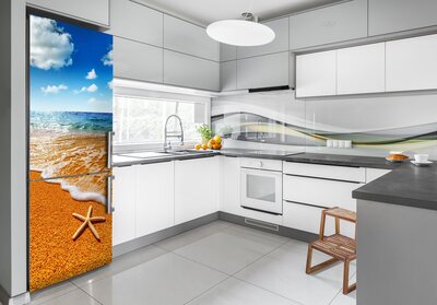 Autocolant pe frigider Starfish pe plajă