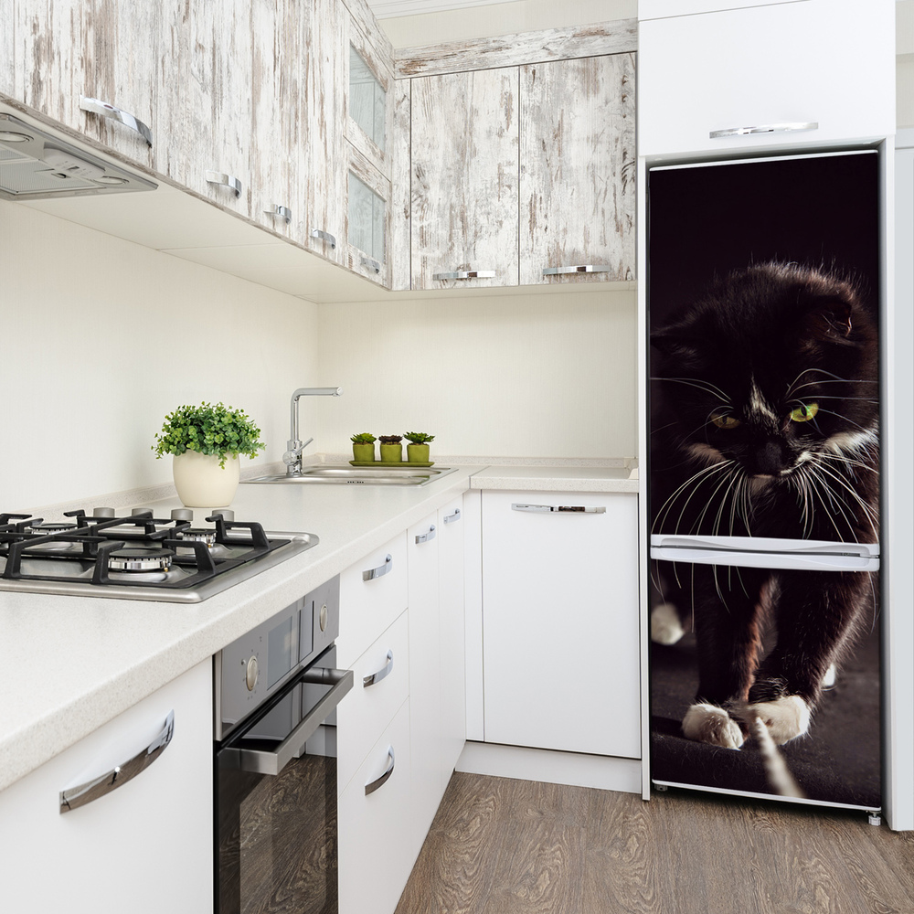 Foto Autocolant pentru piele al frigiderului Pisica neagra