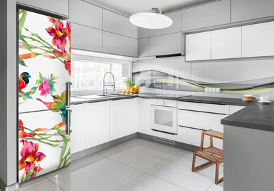 Autocolant frigider acasă Păsări și flori