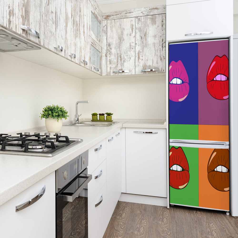 Autocolant frigider acasă buzele colorate