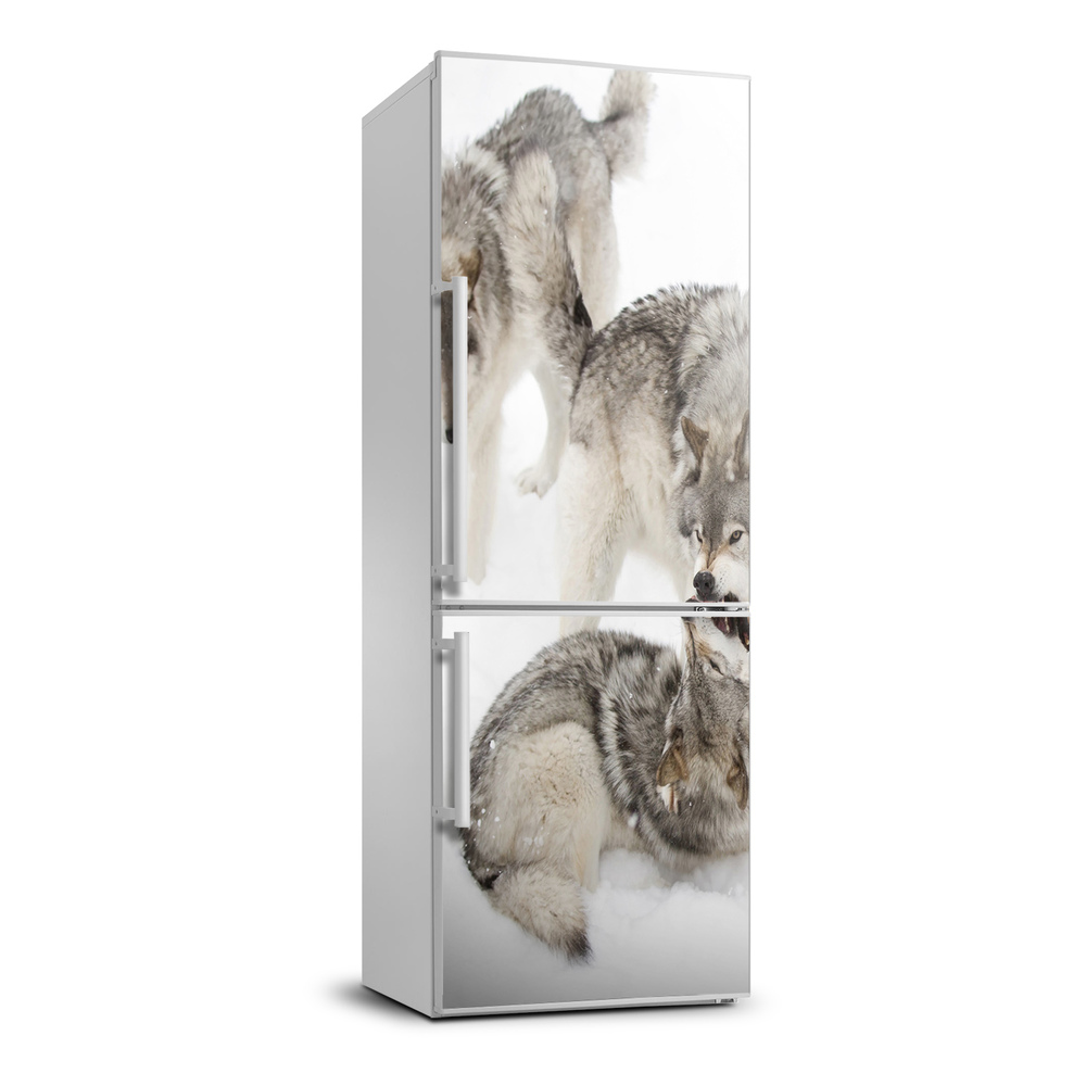 Autocolant pe frigider lupi gri