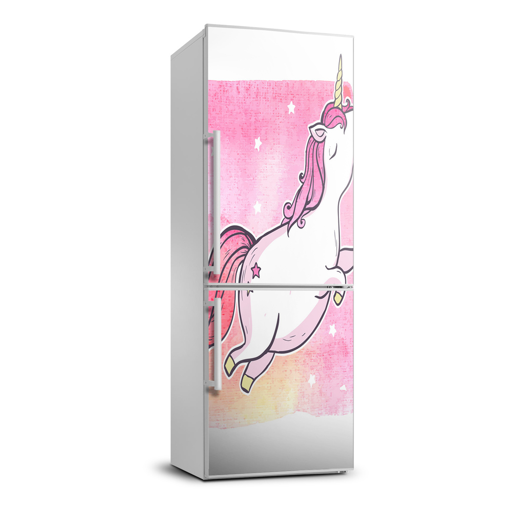 Foto Autocolant pentru piele al frigiderului unicorn roz
