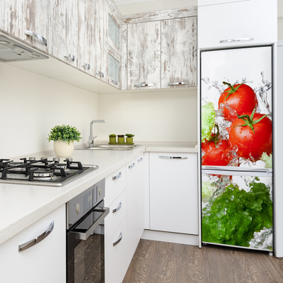 FotoFoto Autocolant pentru piele al frigiderului Tomate și salată