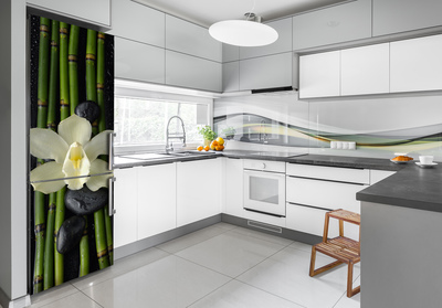 Autocolant pe frigider Orhidee și bambus
