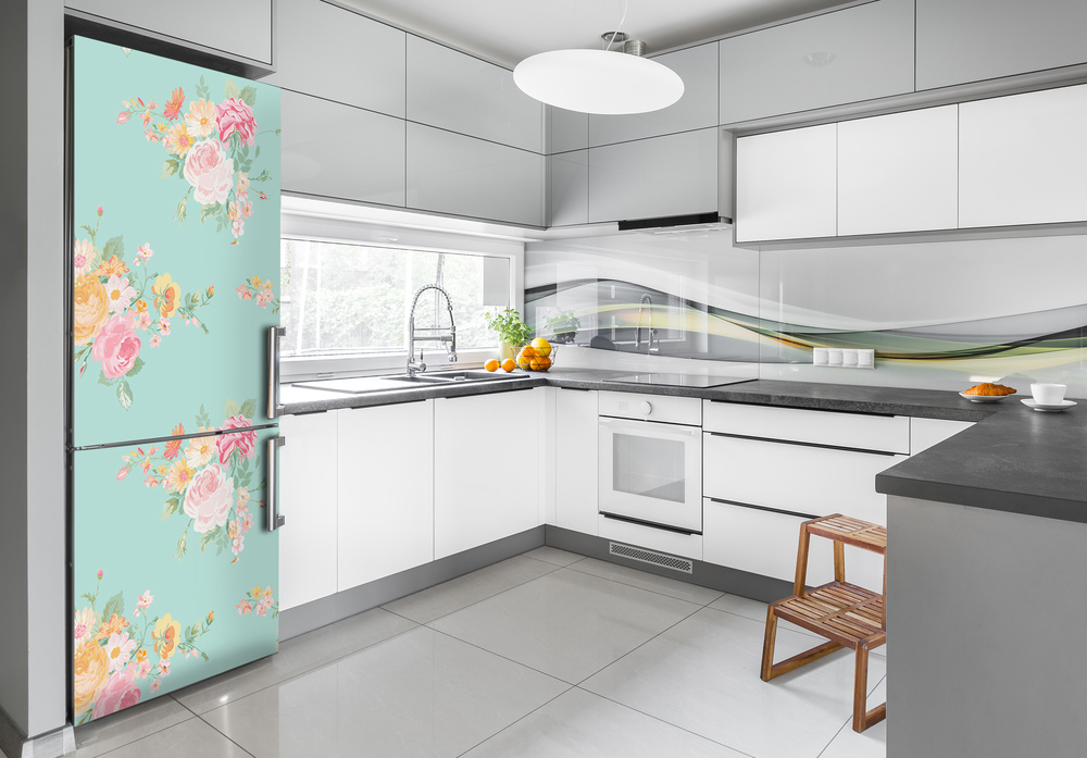 Autocolant frigider acasă flori