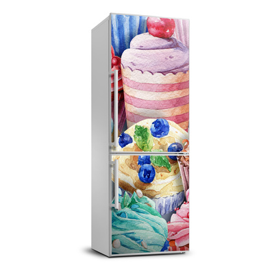 Foto Autocolant pentru piele al frigiderului briose colorate