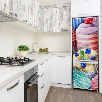 Foto Autocolant pentru piele al frigiderului briose colorate