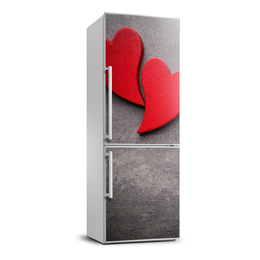 Autocolant pe frigider inimi roșii