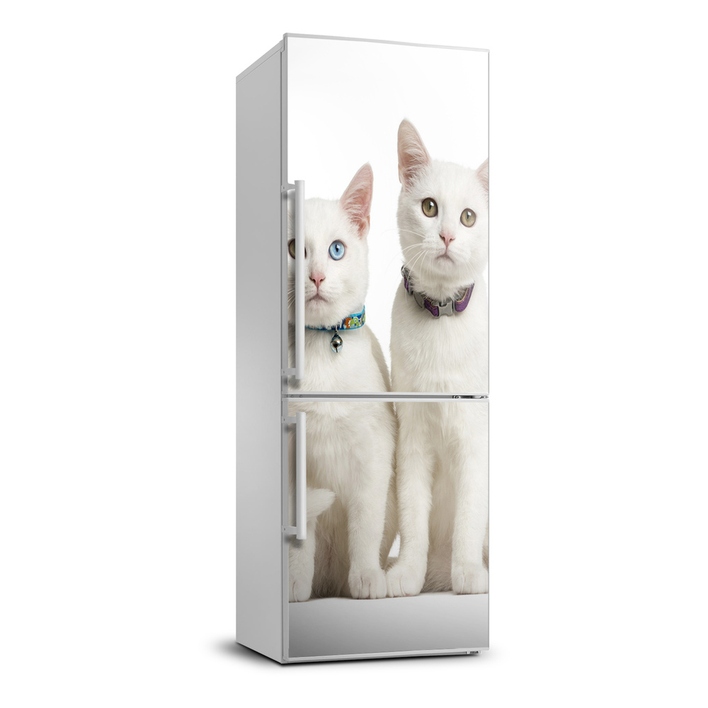Autocolant pe frigider Două pisici albe