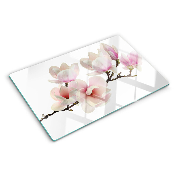 Tocător din sticlă Flori de magnolie pe o ramură