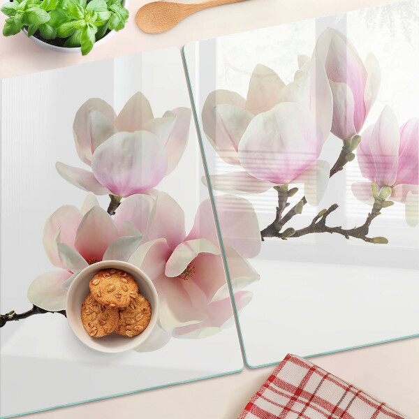 Tocător din sticlă Flori de magnolie pe o ramură