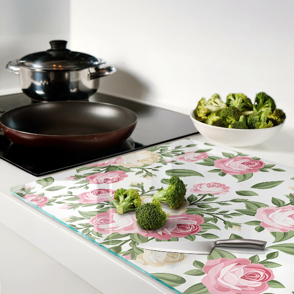 Tocător sticlă Model floral de trandafir