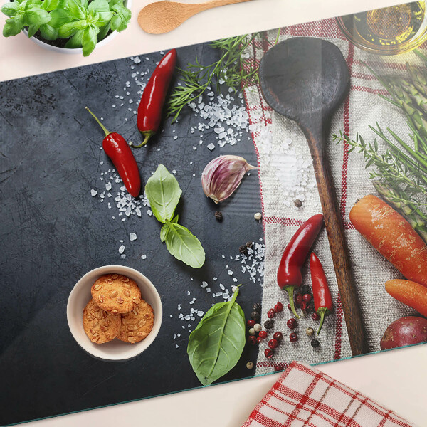 Tocător din sticlă Condimente și legume de bucătărie