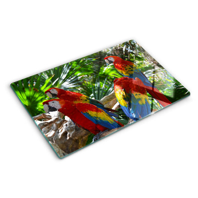 Tocător din sticlă Papagali într-un cadru tropical