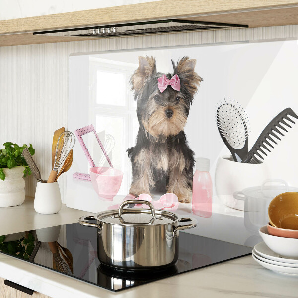 Tocător sticlă Yorkshire Terrier cu accesorii de îngrijire