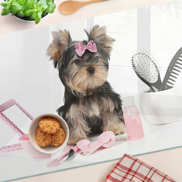 Tocător sticlă Yorkshire Terrier cu accesorii de îngrijire