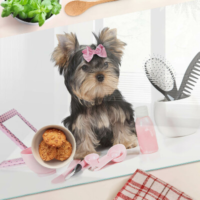 Tocător sticlă Yorkshire Terrier cu accesorii de îngrijire