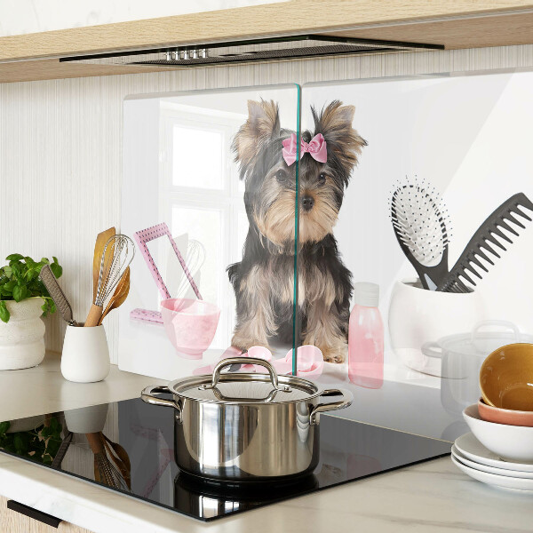 Tocător sticlă Yorkshire Terrier cu accesorii de îngrijire