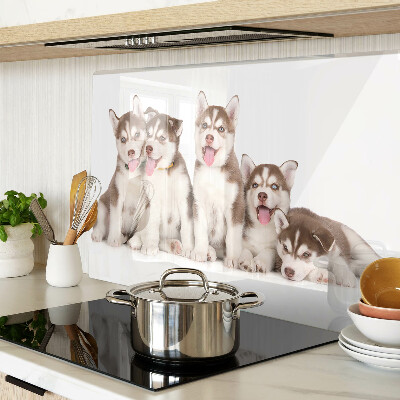 Tocător din sticlă Căței husky