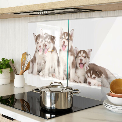 Tocător din sticlă Căței husky