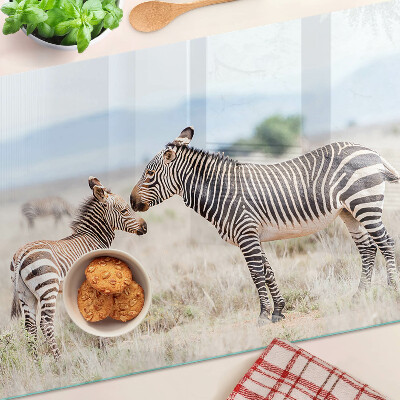 Tocător sticlă Zebre în pajiște