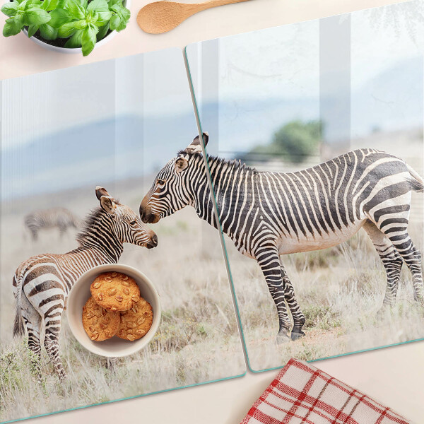 Tocător sticlă Zebre în pajiște