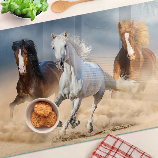 Tocător din sticlă Trei cai în galop