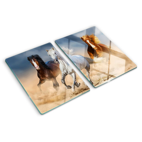 Tocător din sticlă Trei cai în galop