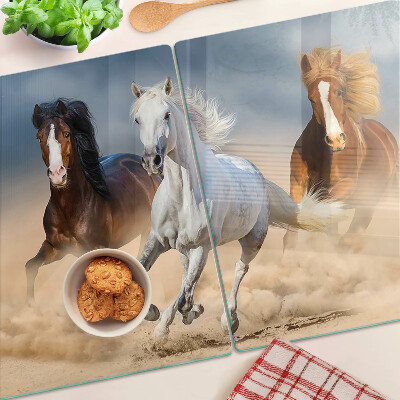 Tocător din sticlă Trei cai în galop