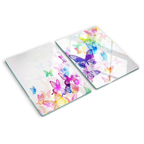 Tocător din sticlă Un motiv de fluturi colorați care zboară