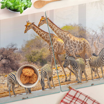 Tocător din sticlă Zebră și girafă în habitatul lor natural
