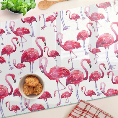 Tocător sticlă Flamingo pe fundal alb