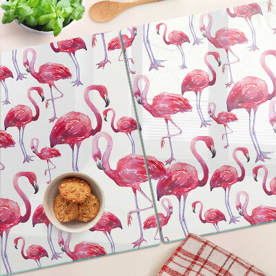 Tocător sticlă Flamingo pe fundal alb