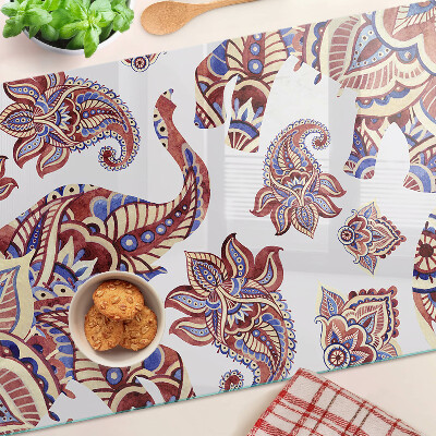Tocător din sticlă Motiv Paisley cu flori