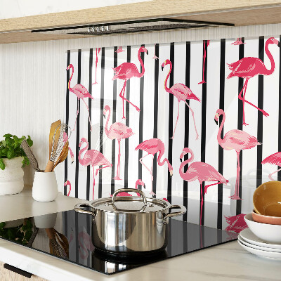 Tocător din sticlă Flamingo pe dungi