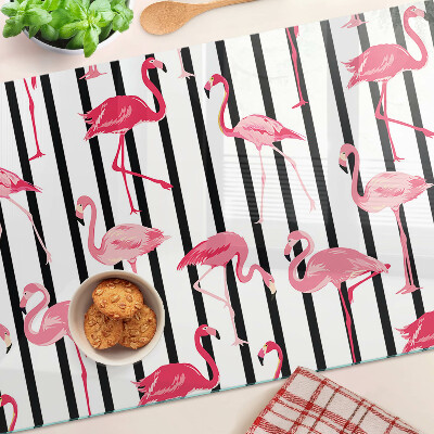 Tocător din sticlă Flamingo pe dungi