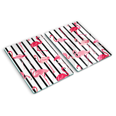 Tocător din sticlă Flamingo pe dungi