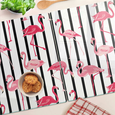 Tocător din sticlă Flamingo pe dungi