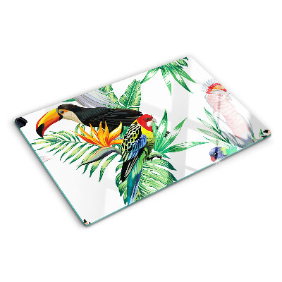 Tocător sticlă Păsări tropicale și frunze