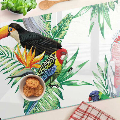 Tocător sticlă Păsări tropicale și frunze