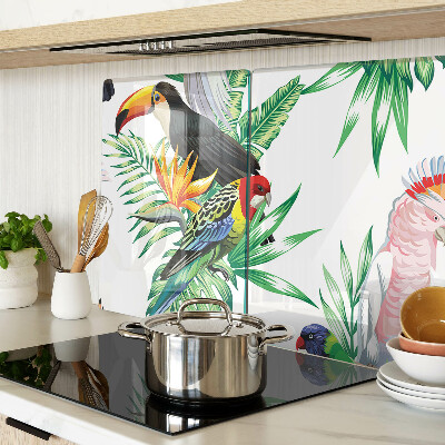 Tocător sticlă Păsări tropicale și frunze
