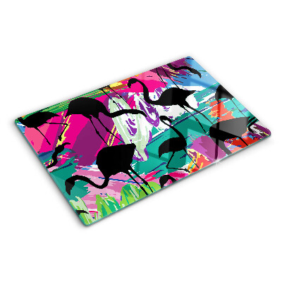Tocător sticlă Flamingo pe un fundal colorat