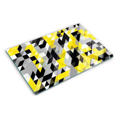 Tocător din sticlă Geometrie în nuanțe de galben și negru