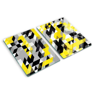 Tocător din sticlă Geometrie în nuanțe de galben și negru