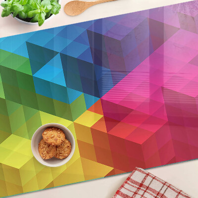 Tocător din sticlă Geometrie colorată în triunghiuri