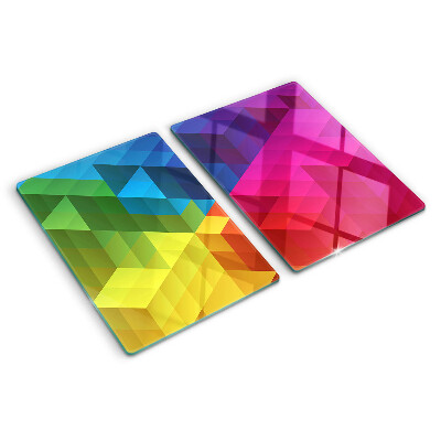 Tocător din sticlă Geometrie colorată în triunghiuri